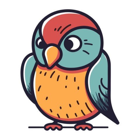 Cute cartoon colorful bird. Vector illustration of a cute little