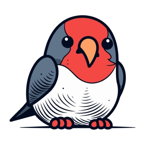 Vector illustration of a cute cartoon bullfinch isolated on whit