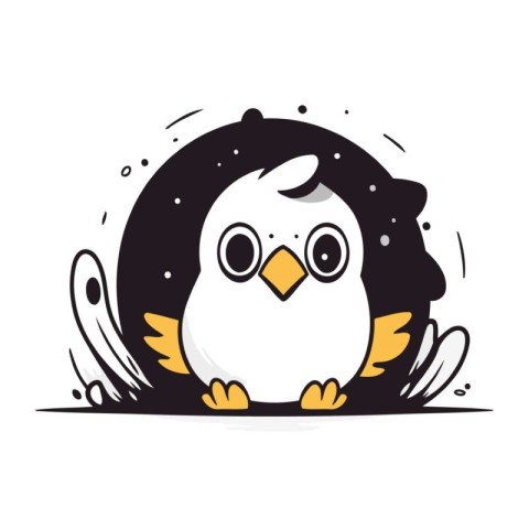 Cute cartoon penguin on a white background. Vector illustration.