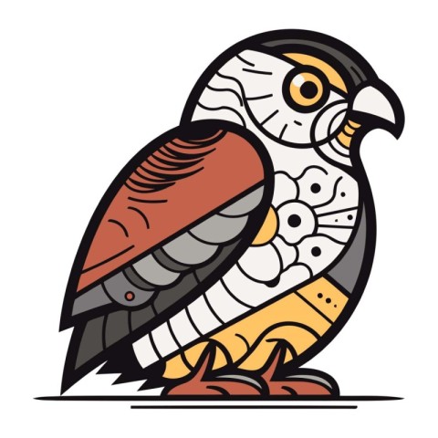 Illustration of a hawk on a white background. Vector illustratio