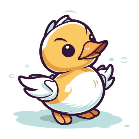 Cute duckling isolated on a white background. Vector illustratio