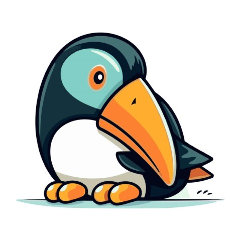 Cute cartoon penguin. Vector illustration isolated on white back