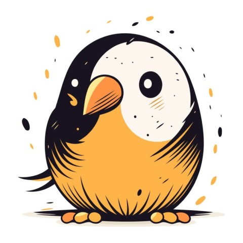 Cute cartoon penguin. Vector illustration. Isolated on white bac