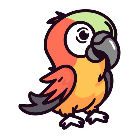 Cute parrot cartoon vector illustration isolated on a white back