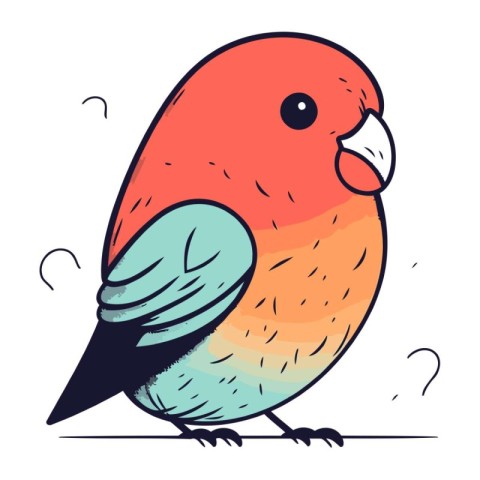 Vector illustration of a cute little red bird on a white backgro