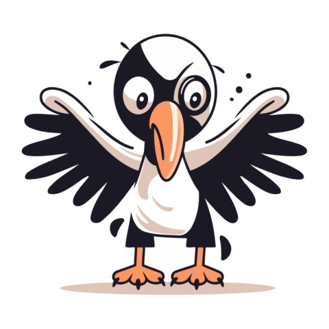 Cute cartoon penguin character. Vector illustration on white bac