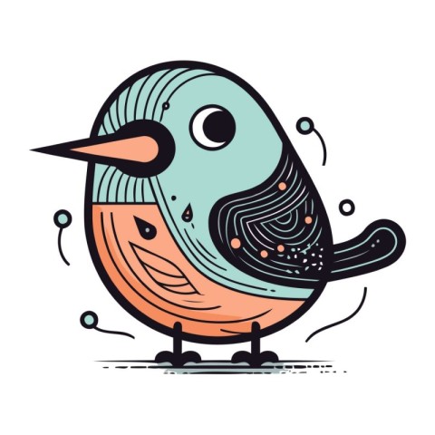 Cute cartoon bird. Vector illustration. Isolated on white backgr