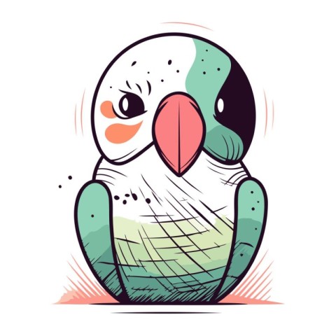 Cute parrot vector illustration. Hand drawn cartoon parrot.