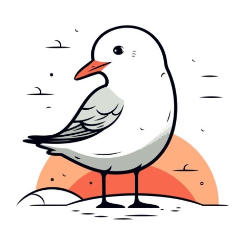 Seagull on the beach. Vector illustration of a seagull.