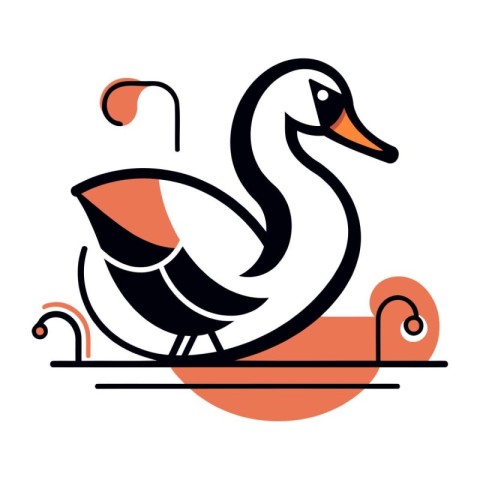 Swan icon in flat style isolated on white background. Vector ill