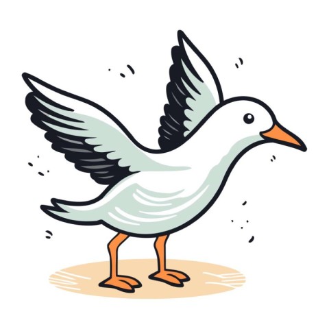 Flying seagull. Vector illustration isolated on a white backgrou