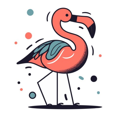 Flamingo. Vector illustration in flat cartoon style. Isolated on