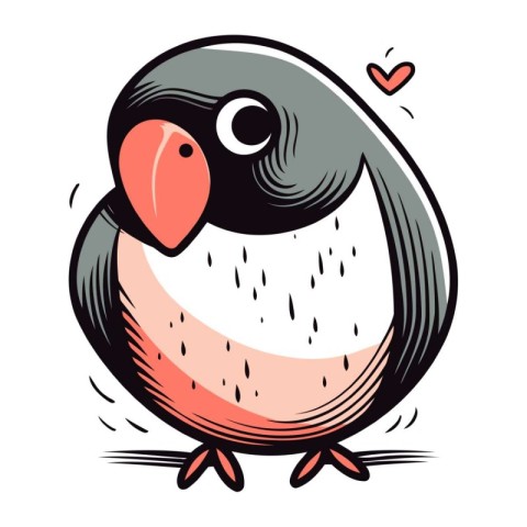 Vector illustration of cute cartoon penguin with heart in its be