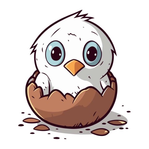 Illustration of a Cute Baby Chick in an Eggshell.