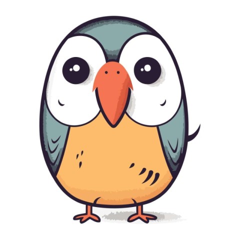 Cute cartoon bird. Vector illustration isolated on a white backg