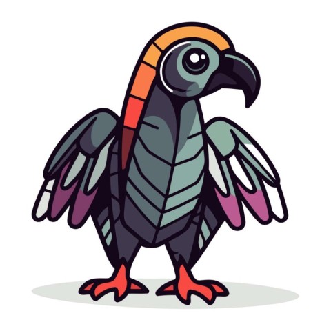 Cute cartoon vulture. Vector illustration isolated on white back