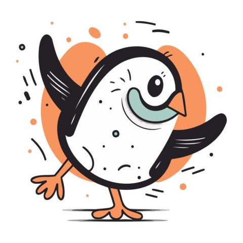 Cute cartoon penguin on a white background. Vector illustration.