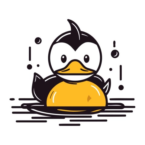 Duck on the water. Vector illustration in a flat style.