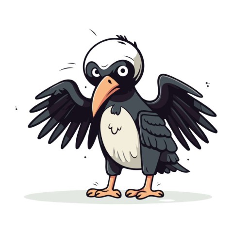 Cute cartoon crow. Vector illustration isolated on a white backg