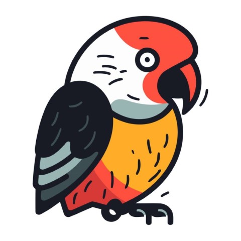 Cute parrot. Vector illustration in doodle style.