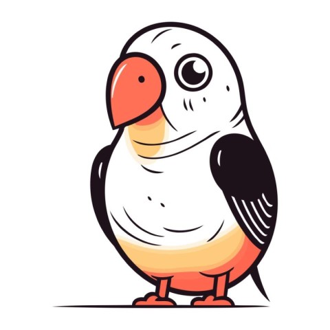 Cute parrot isolated on a white background. Vector illustration.