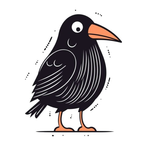 Cute cartoon crow. Vector illustration isolated on a white backg