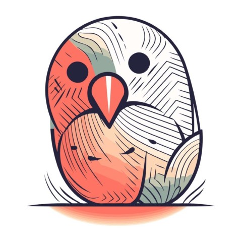 Cute cartoon parrot. Hand drawn vector illustration isolated on