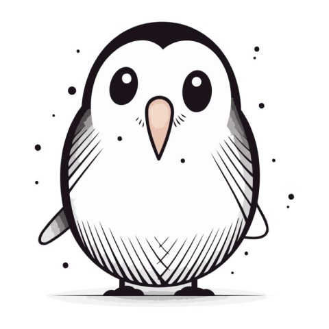 Cute cartoon penguin on a white background. Vector illustration.