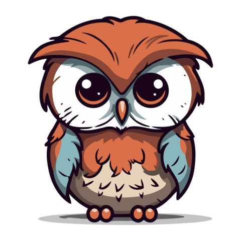 Cute cartoon owl. Vector illustration isolated on a white backgr