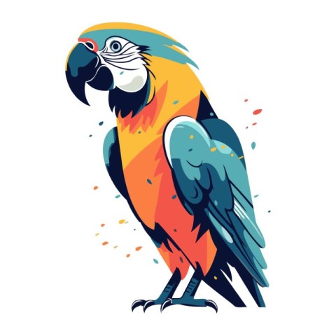 Parrot isolated on white background. Colorful vector illustratio