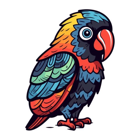 Colorful parrot isolated on a white background. Vector illustrat