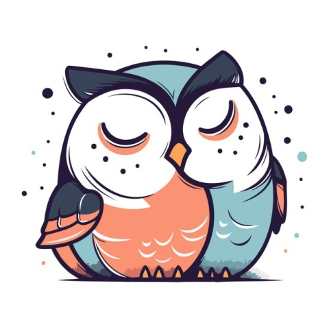 Vector illustration of two cute owls. Isolated on white backgrou