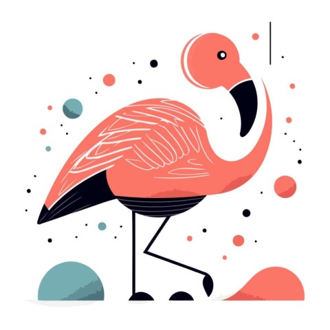 Flamingo. Vector illustration in flat style. Exotic bird.