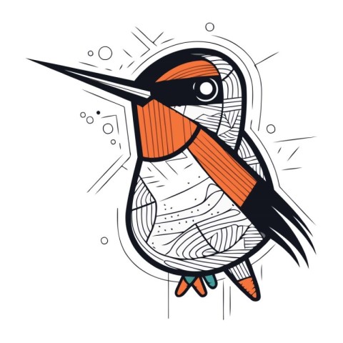 Vector hand drawn illustration of a woodpecker in doodle style.