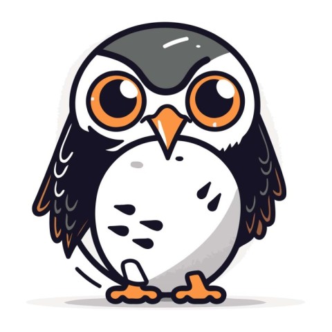 Cute Cartoon Owl. Vector illustration. Isolated on white backgro