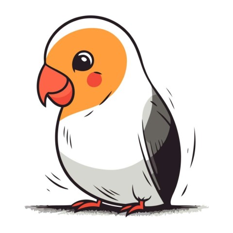 Cute cartoon parrot on a white background. Vector illustration.