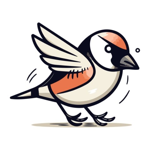 Vector illustration of a cute cartoon bullfinch on white backgro