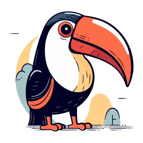 Cartoon toucan. Vector illustration of cute cartoon toucan.