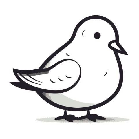 Dove on the white background. Vector illustration in cartoon sty