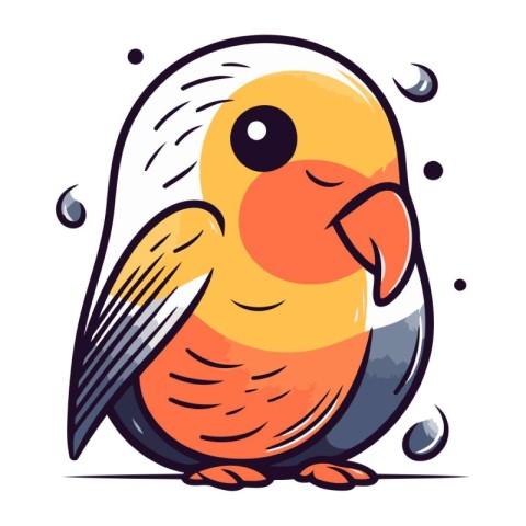 Vector illustration of a cute parrot on a white background with