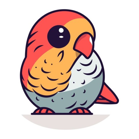 Cute cartoon bird. Vector illustration isolated on a white backg