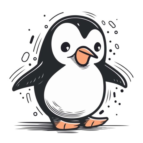 Cute penguin. Vector illustration in cartoon style isolated on w