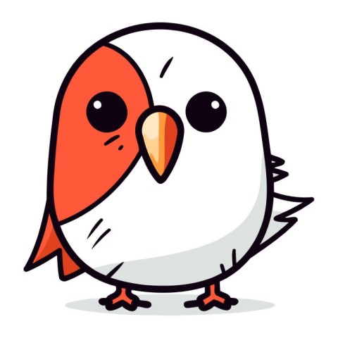 Vector illustration of cute cartoon bird. Isolated on white back