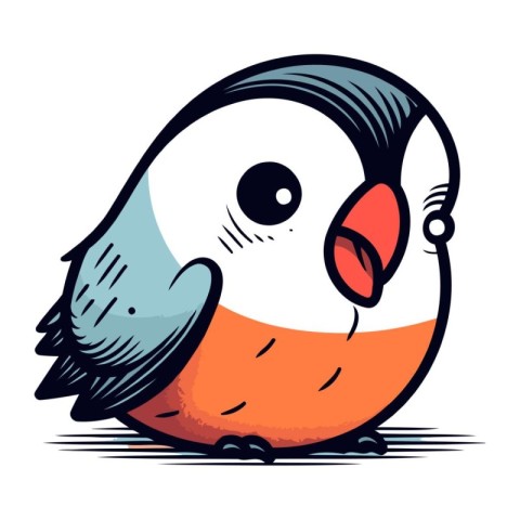 Vector illustration of a cute cartoon bullfinch isolated on whit