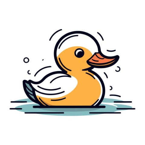 Rubber duck icon. Vector illustration of rubber duck on white ba