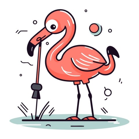 Flamingo. Vector illustration of a flamingo. Cartoon style.