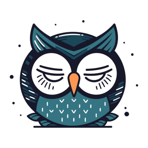 Owl head. Vector illustration in doodle style isolated on white