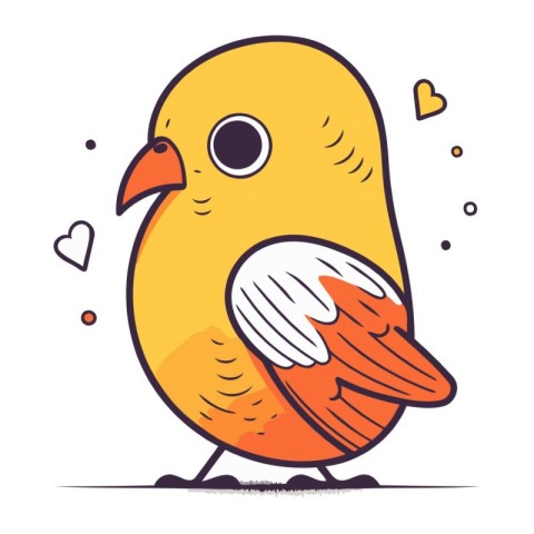 Cute little bird. Vector illustration in doodle style.