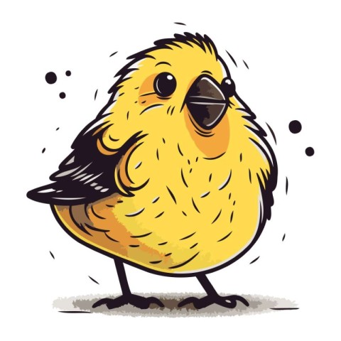 Illustration of a cute little yellow bird on a white background.