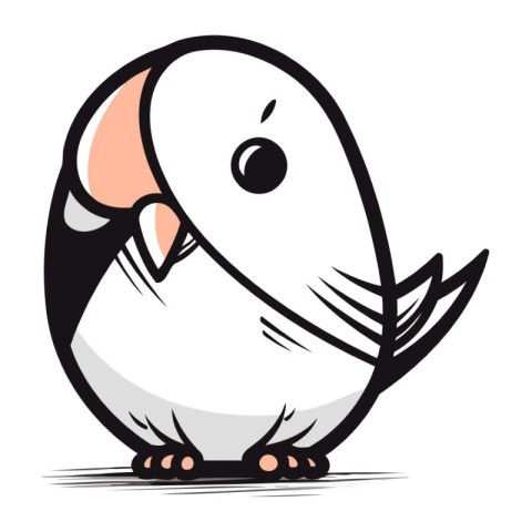 Vector illustration of a cute cartoon penguin on a white backgro